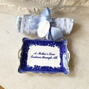 I Godinger & Mother’s Day Gifts for Mom Ceramic Trinket Tray Lovie Blanket‎ Blue